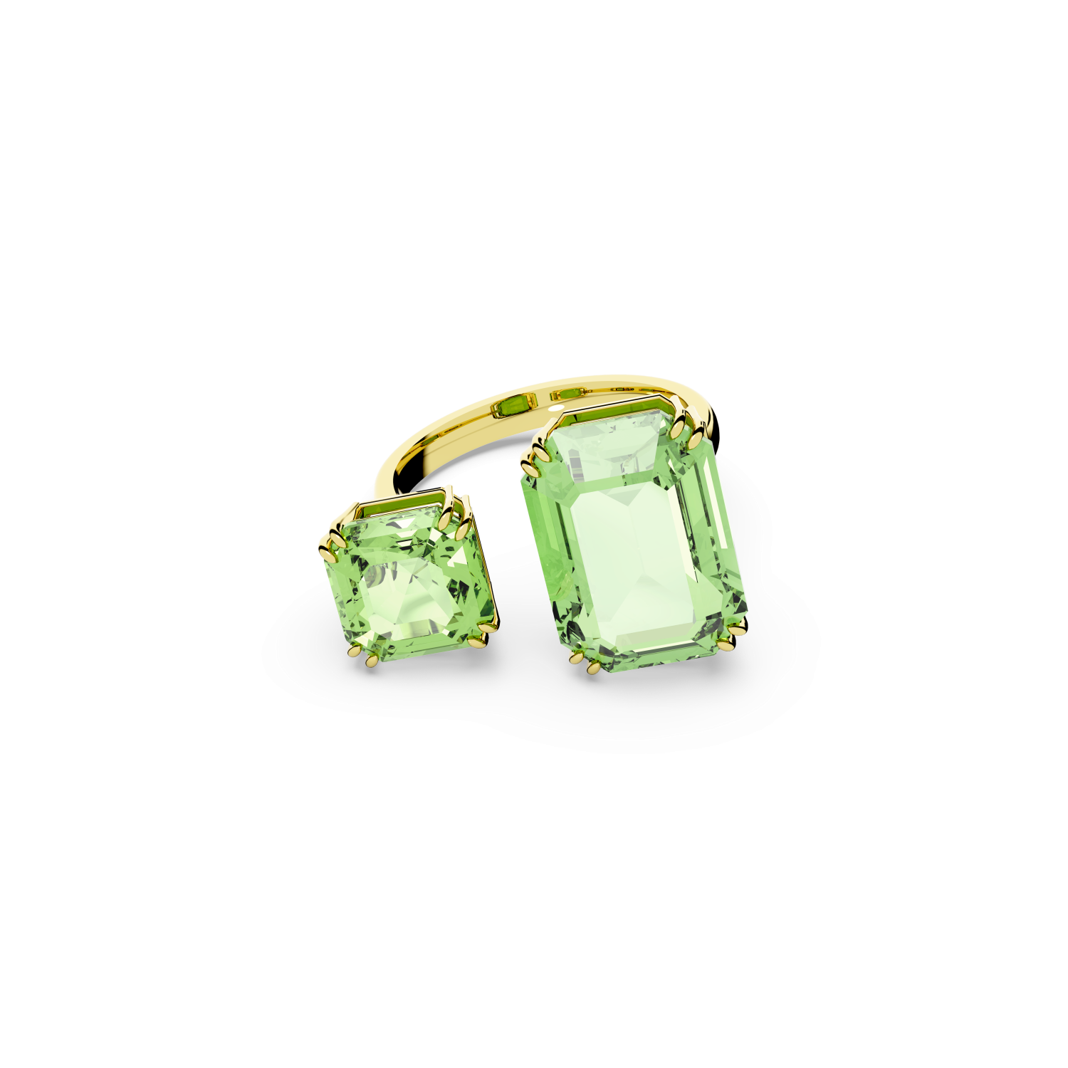 Swarovski - Anello aperto Millenia, Taglio ottagonale, Verde, Placcato color oro Ref. 5619626 - SWAROVSKI