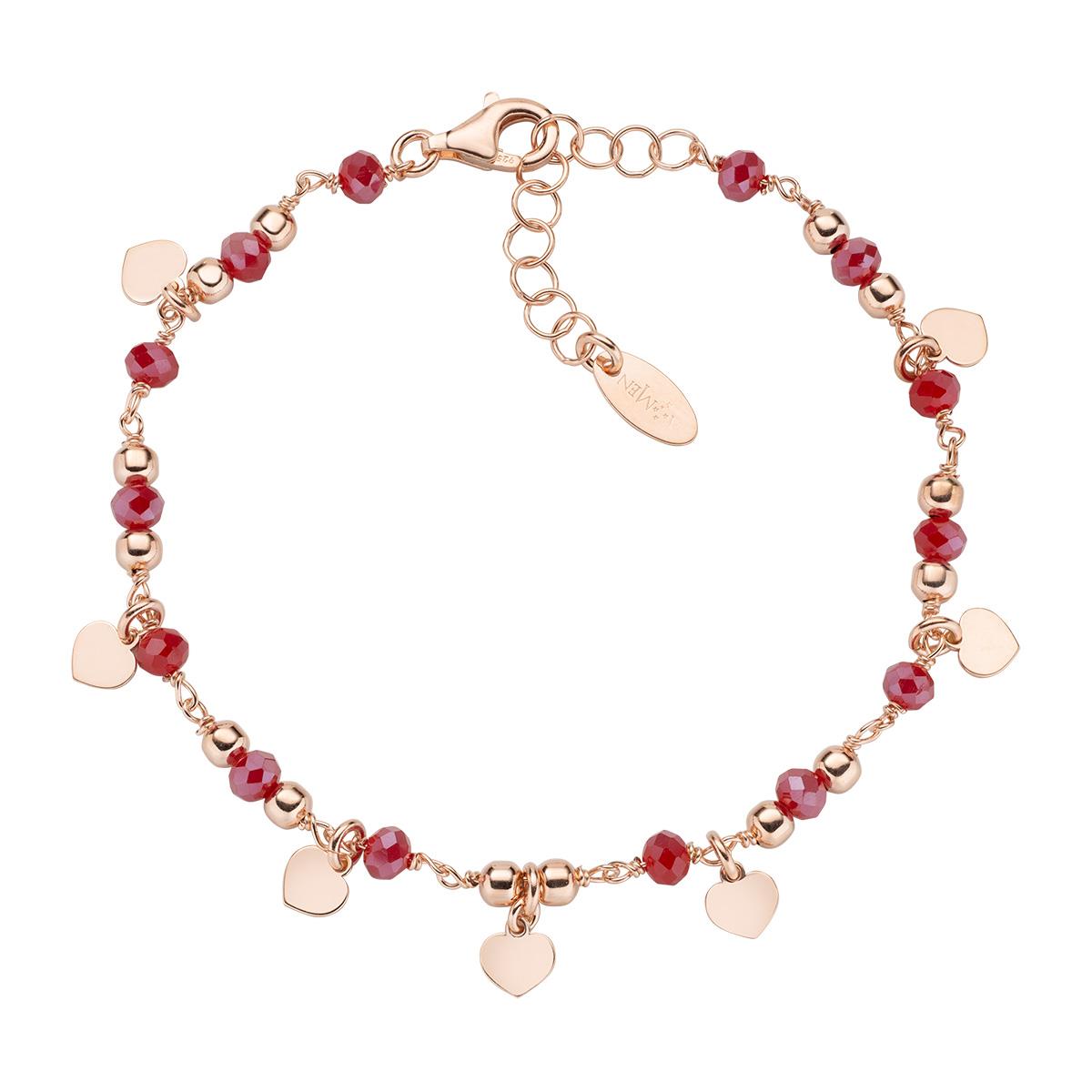 Bracciale Charm Elegance Rosè con Cristalli Rubino - Amen Collection Ref. BRMCURR - AMEN