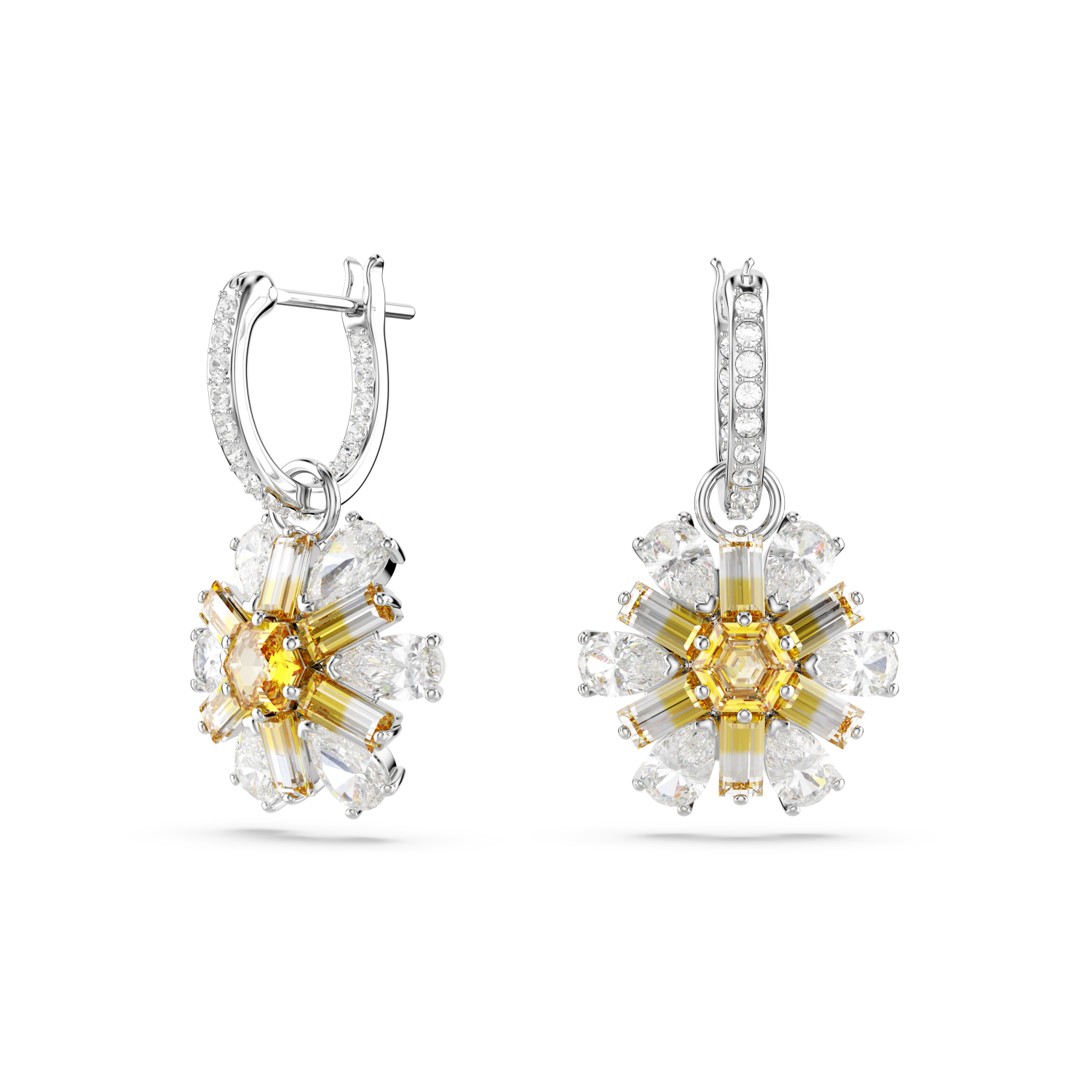 Swarovski - Orecchini pendenti Idyllia, Fiore, Gialli, Placcato rodio Ref. 5683243 - SWAROVSKI