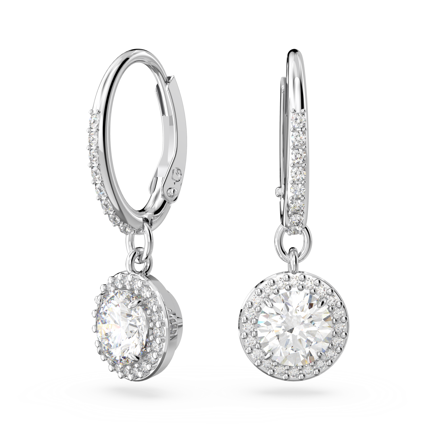 Swarovski - Orecchini pendenti Constella, Taglio tondo, Pavé, Bianchi, Placcato rodio Ref. 5636270 - SWAROVSKI