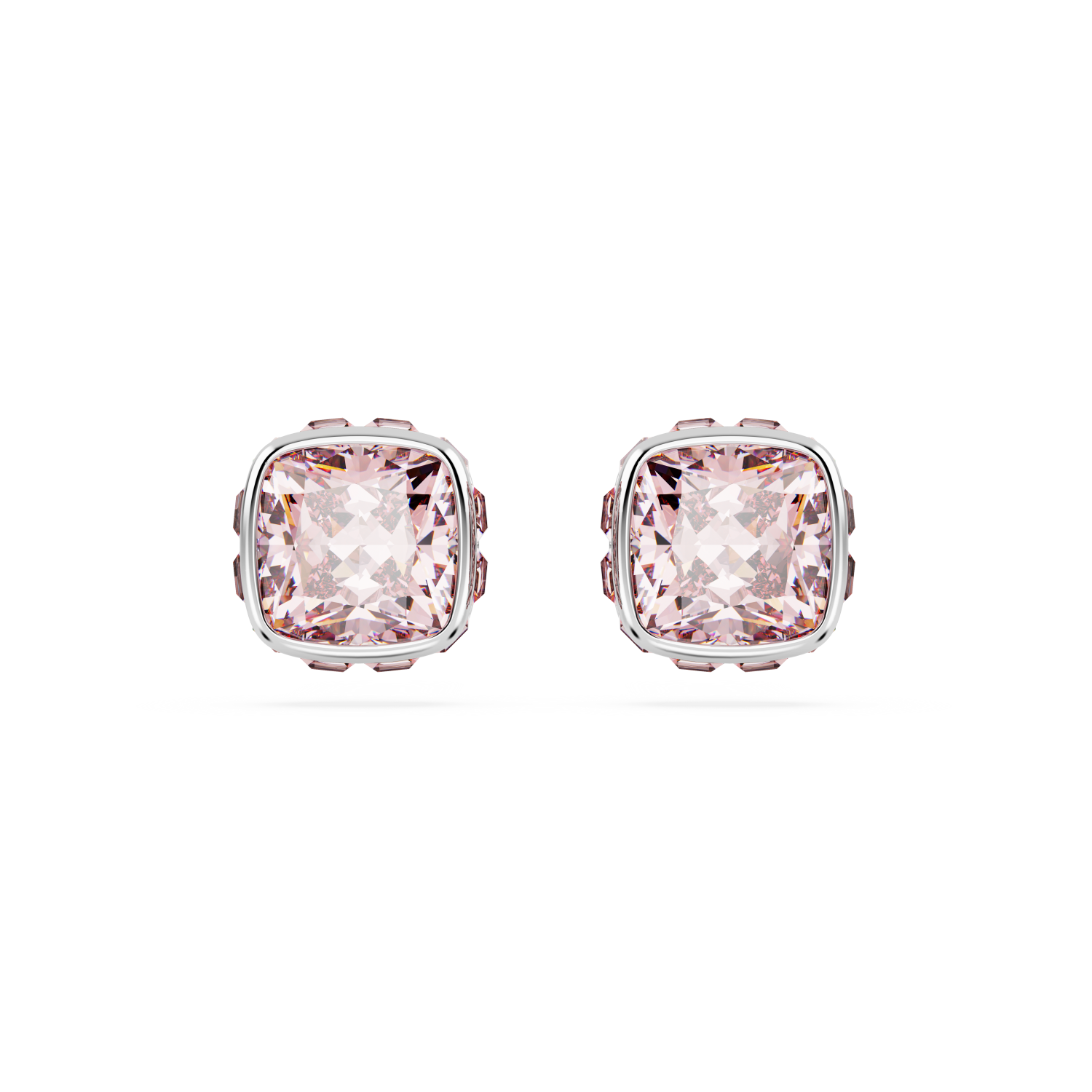 Swarovski - Orecchini a lobo Birthstone, Taglio squadrato, Giugno, Rosa, Placcato rodio Ref. 5660799 - SWAROVSKI