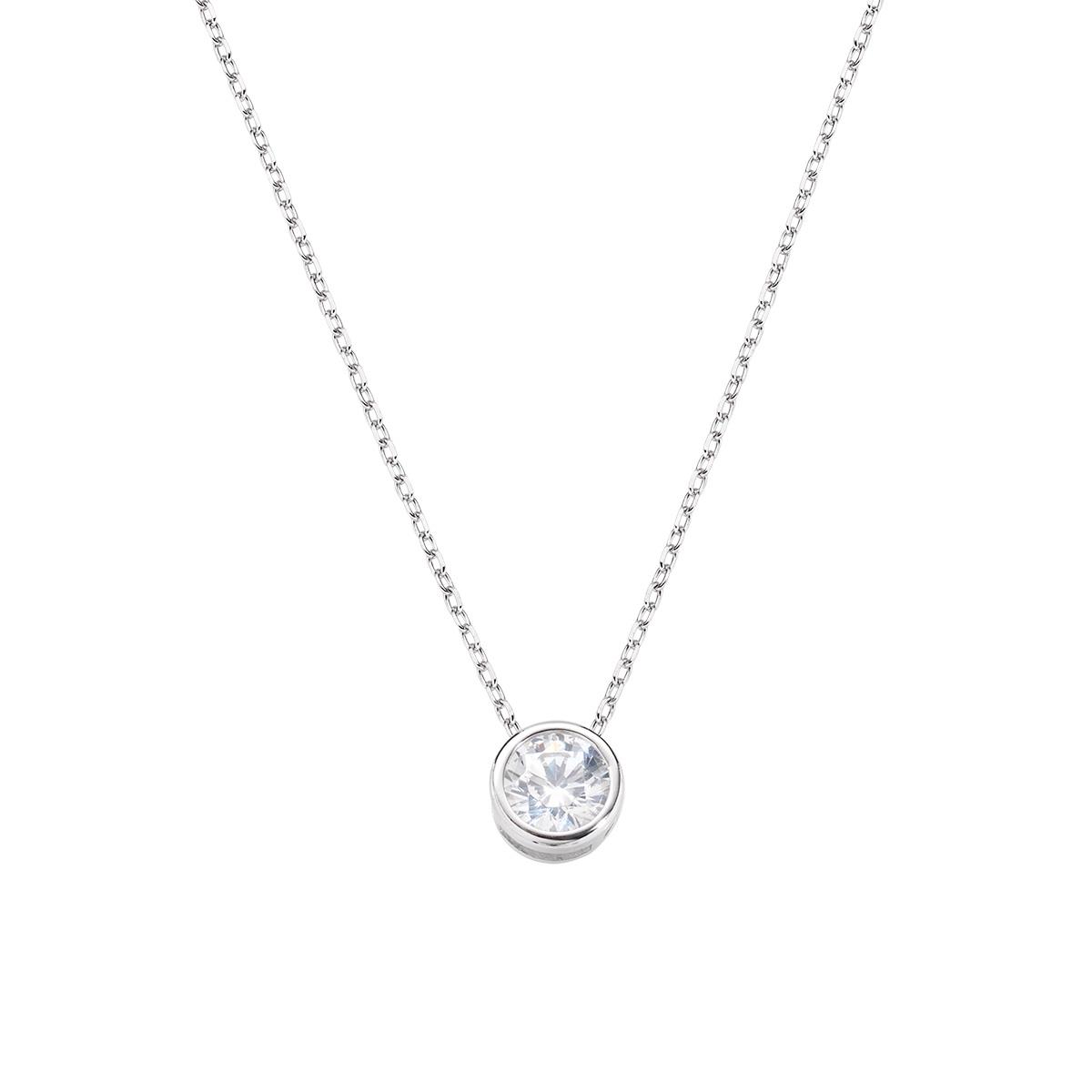 Collana Diamonds con Punto Luce Tondo Medio - Amen Collection Ref. CLSOT50BB - AMEN