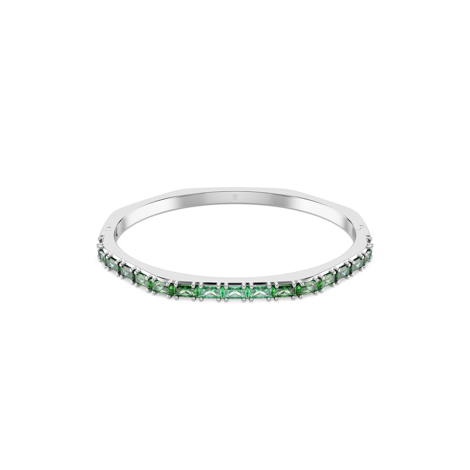 Swarovski - Bracciale rigido Matrix, Taglio baguette, Verde, Placcato rodio Ref. 5705785 - SWAROVSKI