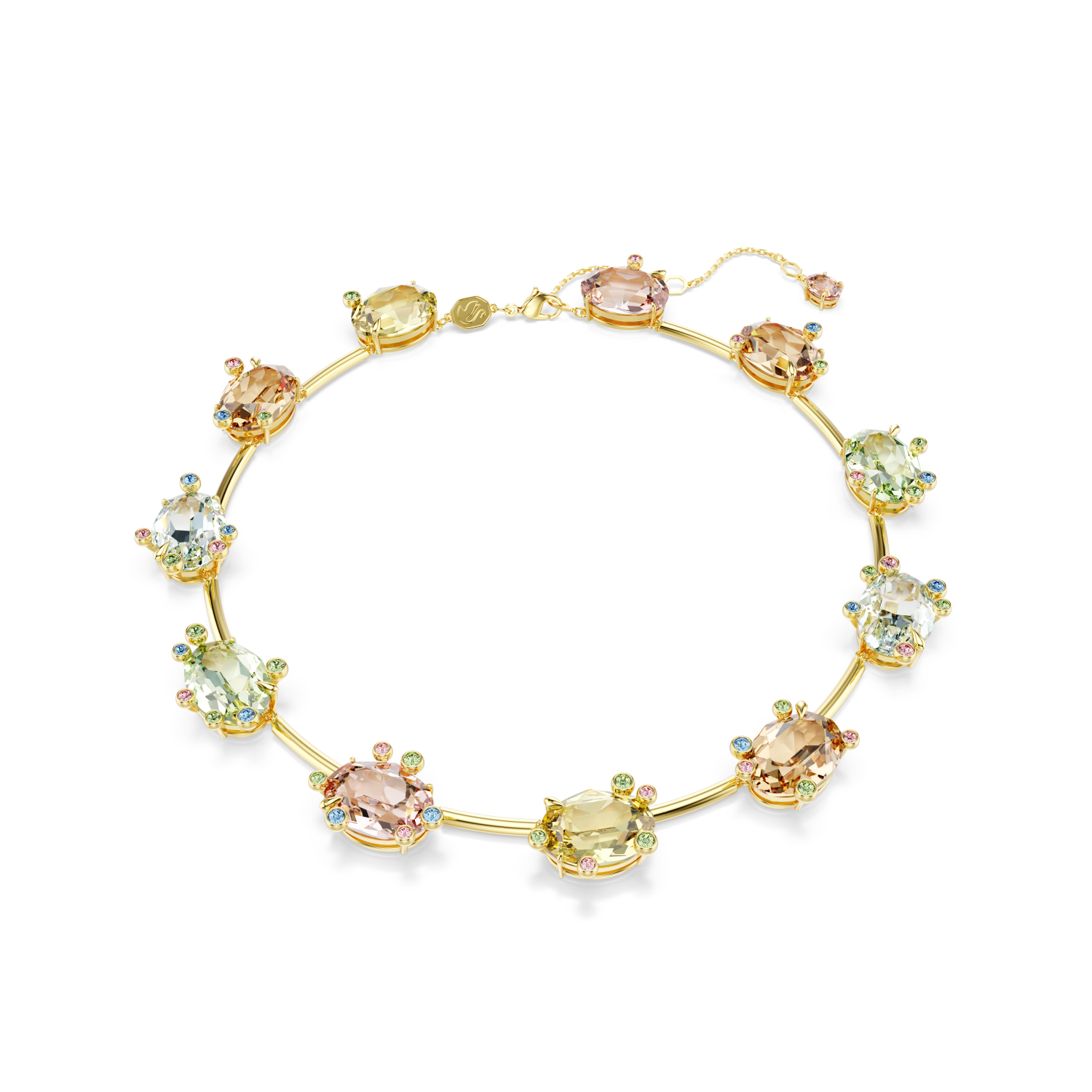 Swarovski - Collana Tennis Gema, Taglio misto, Multicolore, Placcato color oro Ref. 5708027 - SWAROVSKI