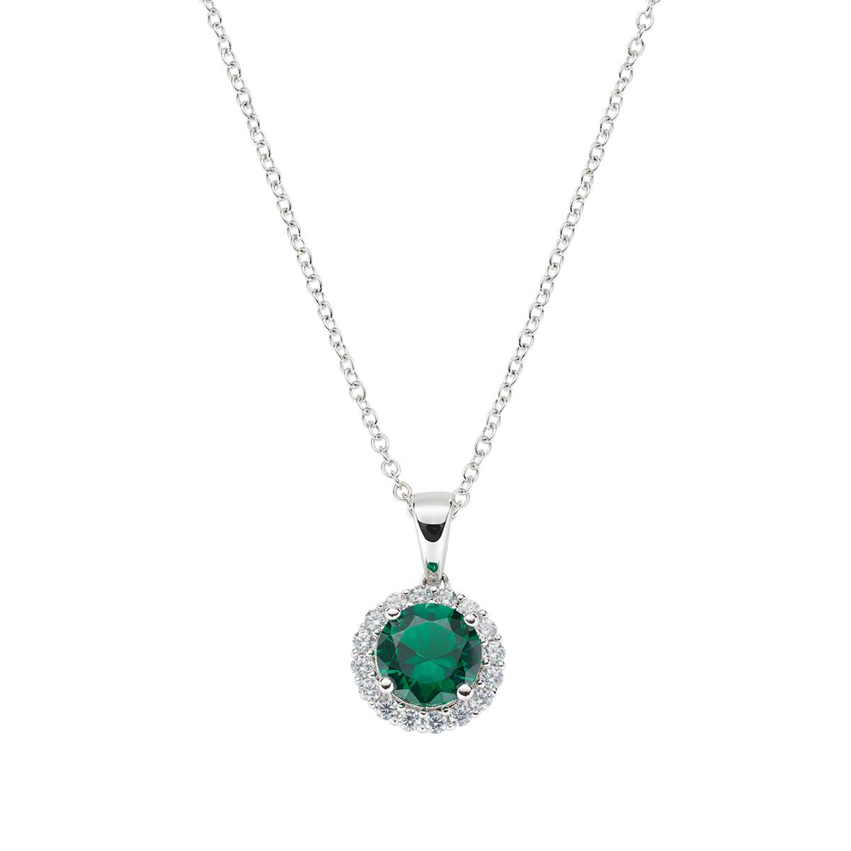 Collana Diamond con Zircone tondo Verde - Amen Collection Ref. CLLUBOBBVZ - AMEN