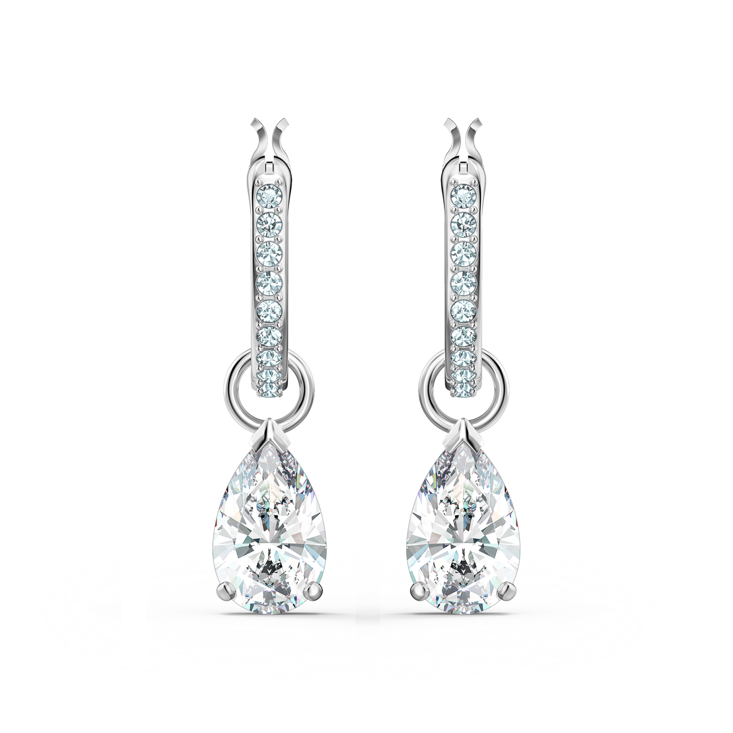 Swarovski - Orecchini pendenti Attract, Taglio Pear, Bianchi, Placcato rodio Ref. 5563119 - SWAROVSKI