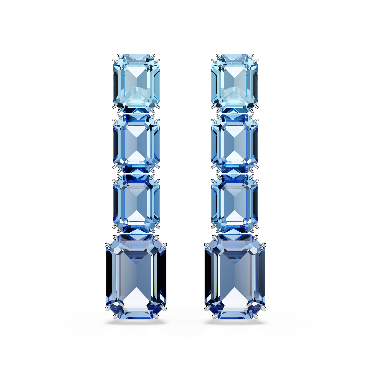 Swarovski - Orecchini pendenti Millenia, Taglio Octagon, Sfumatura di colore, Blu, Placcato rodio Ref. 5696516 - SWAROVSKI