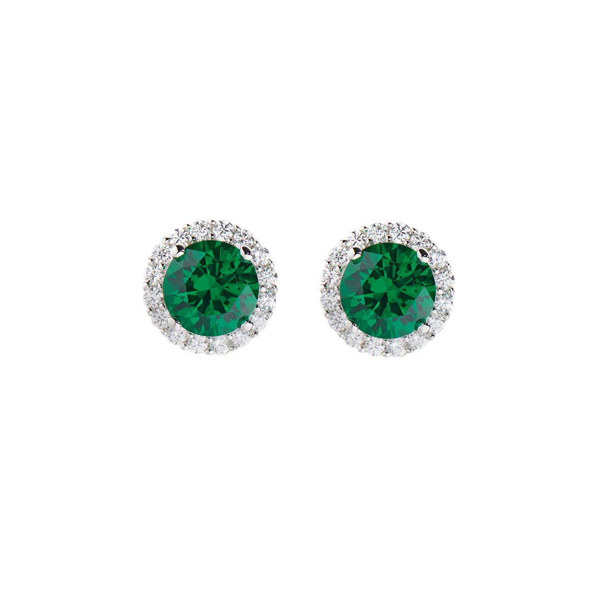 Orecchini Diamond con Zircone tondo Verde - Amen Collection Ref. ELUBOBBVZ - AMEN