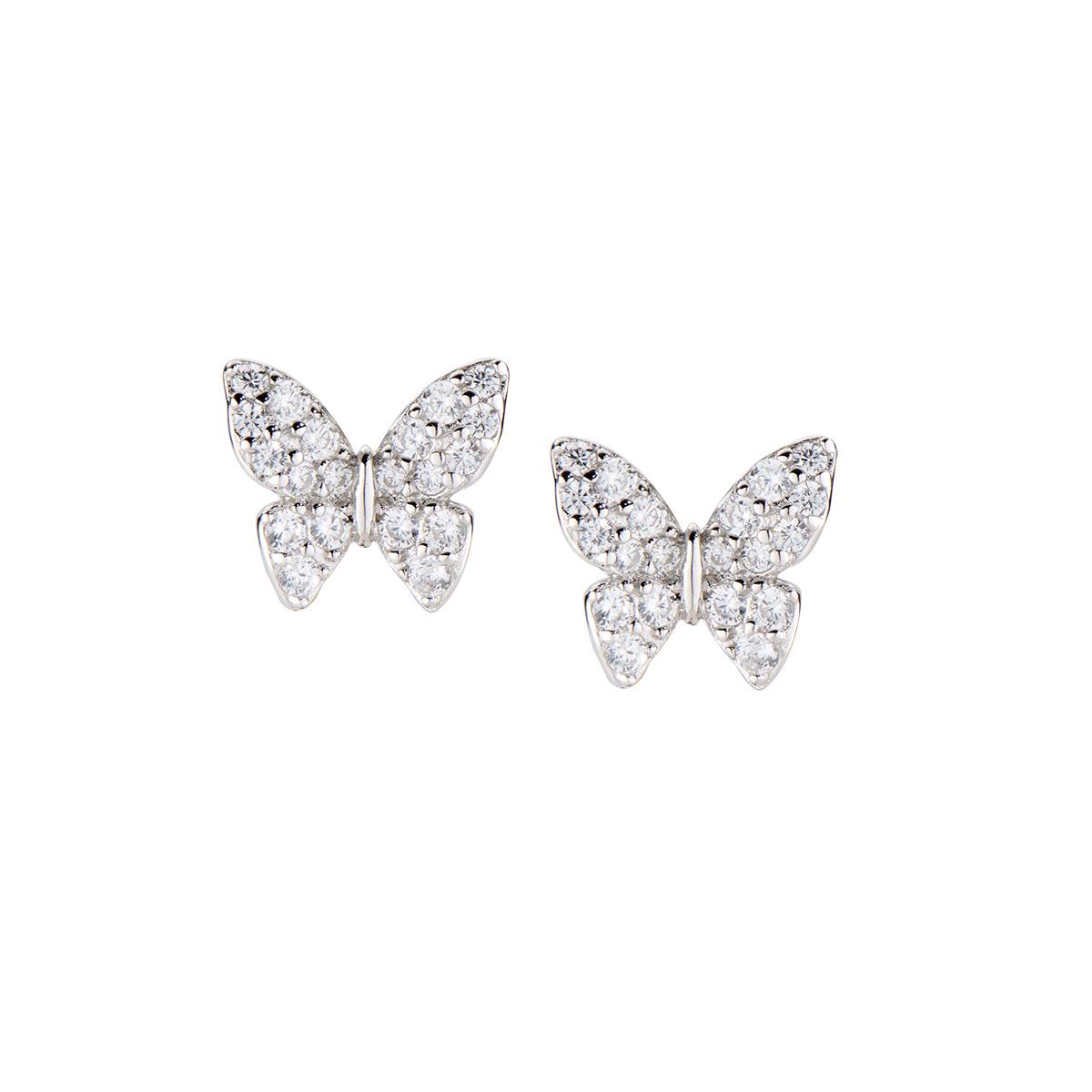 Orecchini Diamonds Farfalla Piccola con Zirconi - Amen Collection Ref. EFAPBBZ3 - AMEN