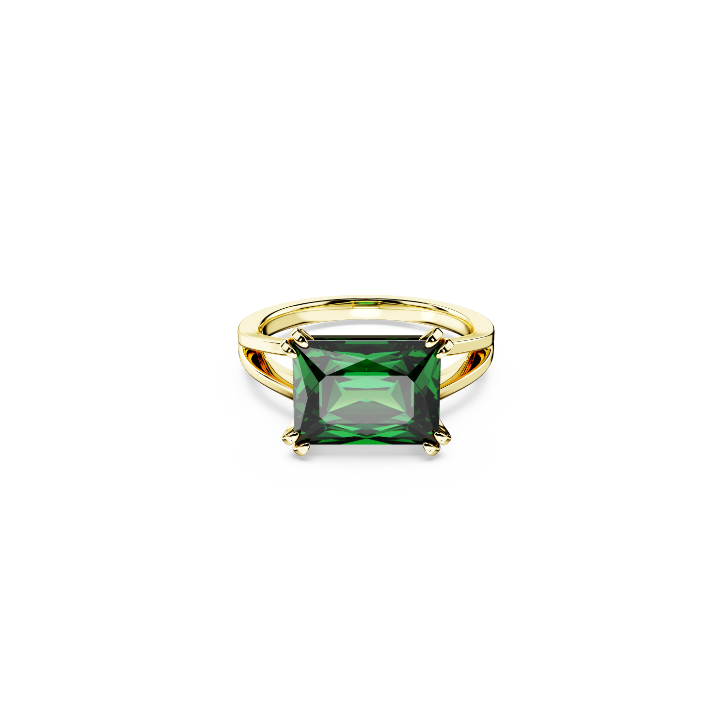 Swarovski - Anello cocktail Matrix, Taglio rettangolare, Verde, Placcato color oro Ref. 5677147 - SWAROVSKI