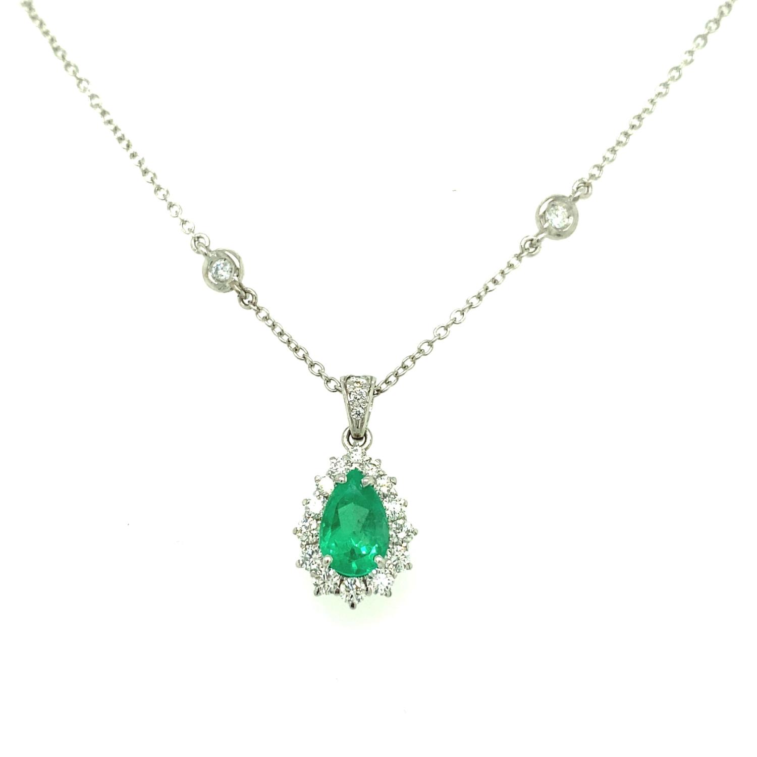 Girocollo Goccia Smeraldo con Contorno di Diamanti Ref. COLOMBIA - BARTOCCINI C