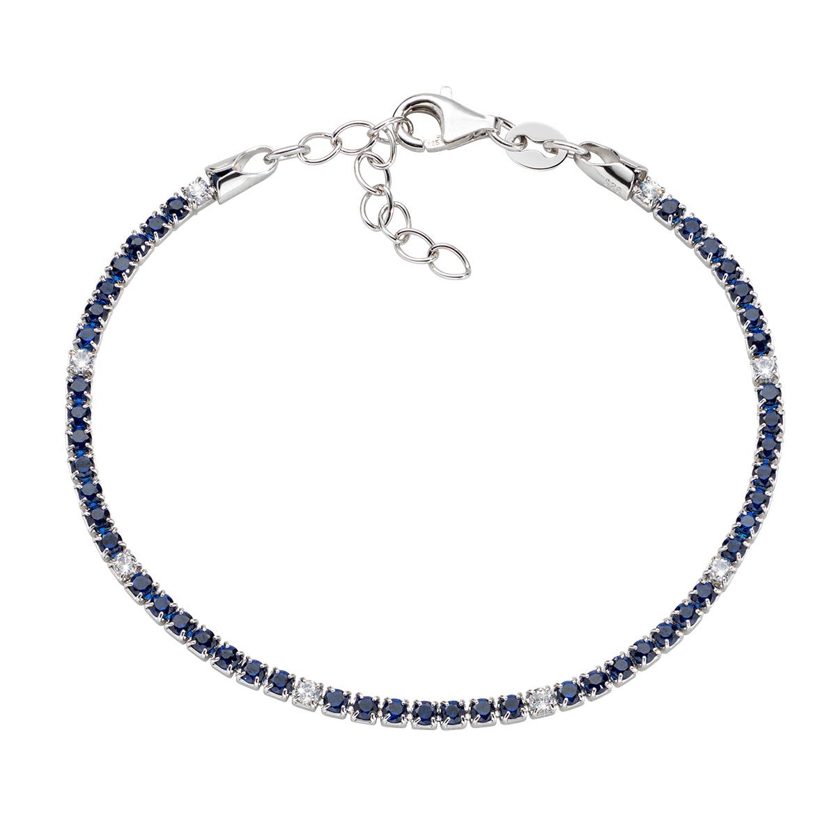 Bracciale Tennis Rodio Zirconi Blu - Amen Collection Ref. BT7BBBL16 - AMEN