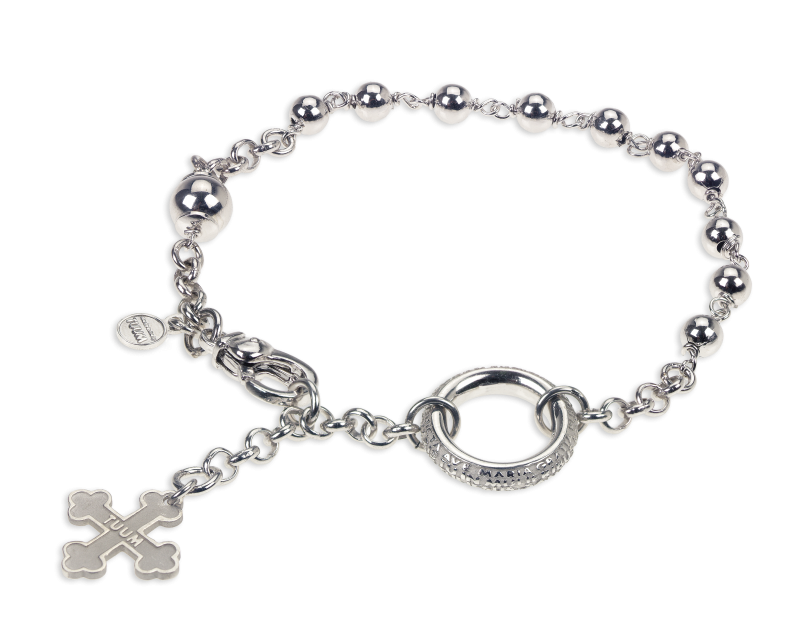 BRACCIALE ROSARIO FLORE TUUM - ARGENTO RODIATO E PERLE Ref. BROS009PC0 - TUUM