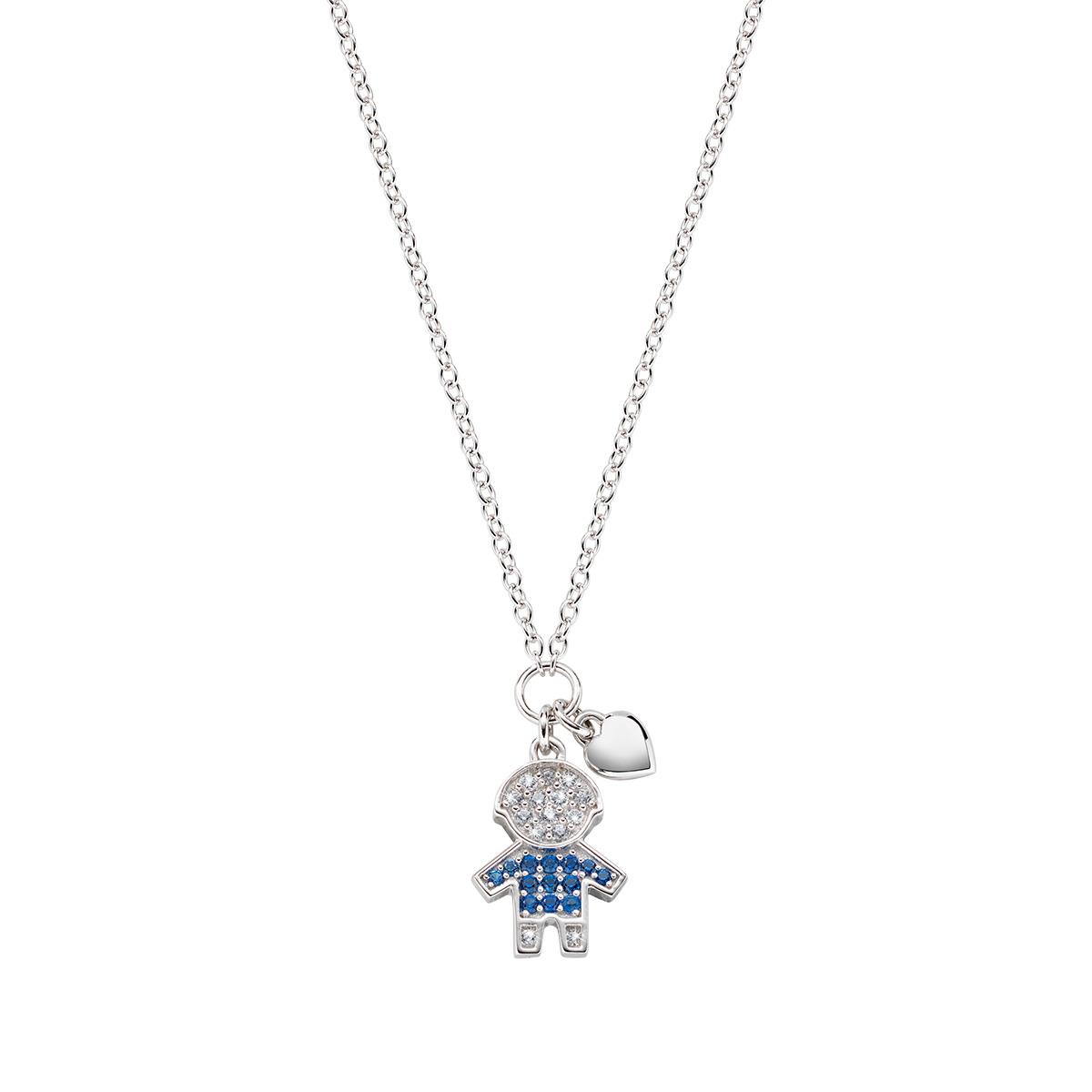 Collana Bimbo Zirconi Bianchi e Blu - Amen Collection Ref. CLPCHBBBL - AMEN