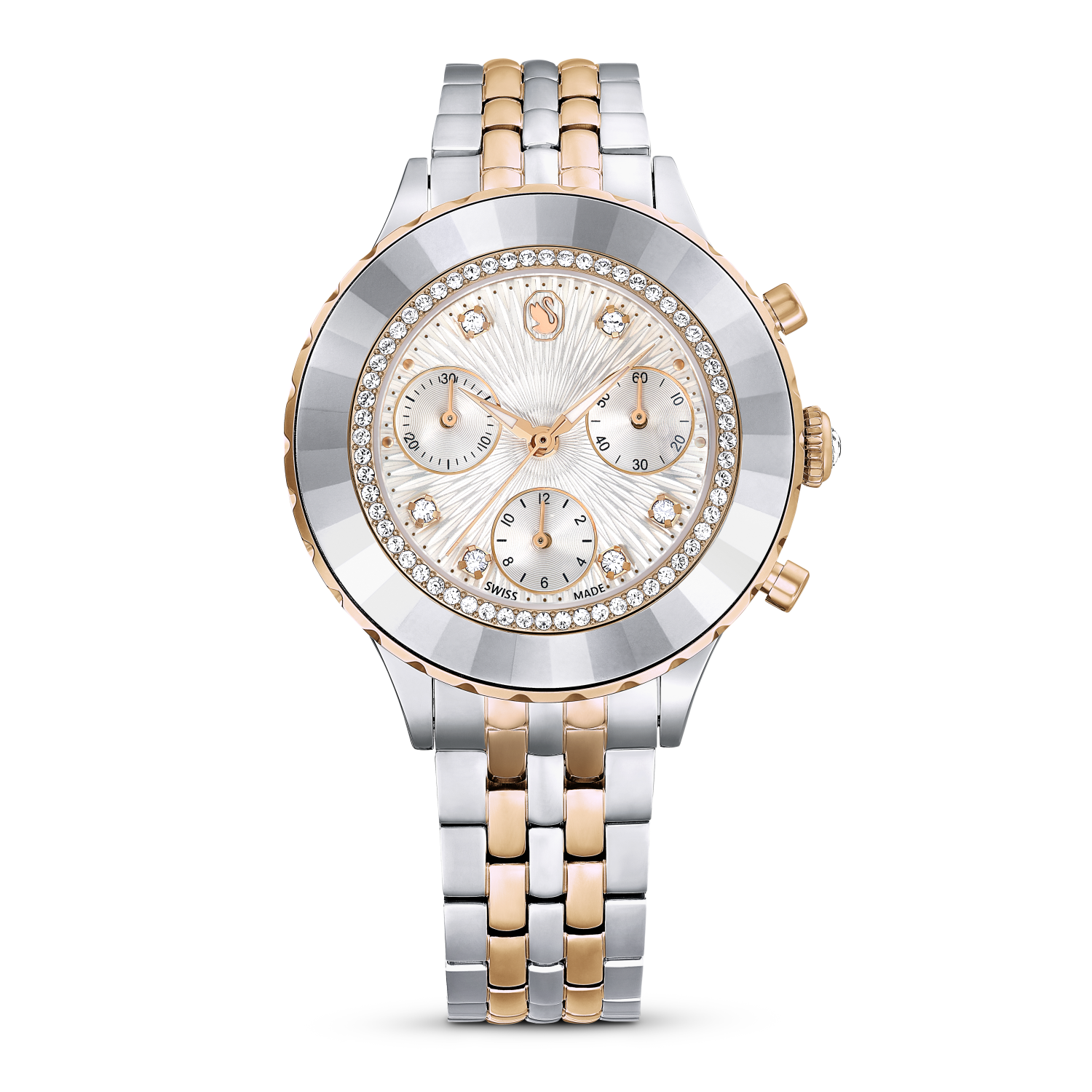 Swarovski - Orologio Octea Chrono, Fabbricato in Svizzera, Bracciale di metallo, Tono oro rosa, Mix di finiture Ref. 5672937 - SWAROVSKI