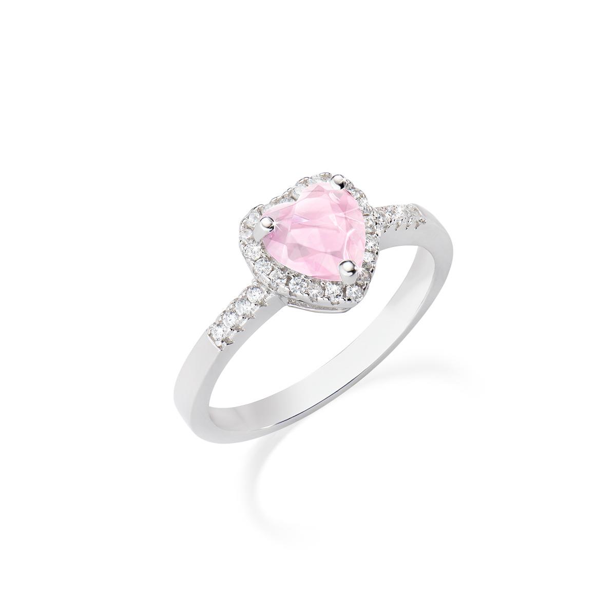 Anello Adattabile Rodio Cuore dell'Oceano Rosa - Amen Collection Ref. ANTICBRO2 - AMEN