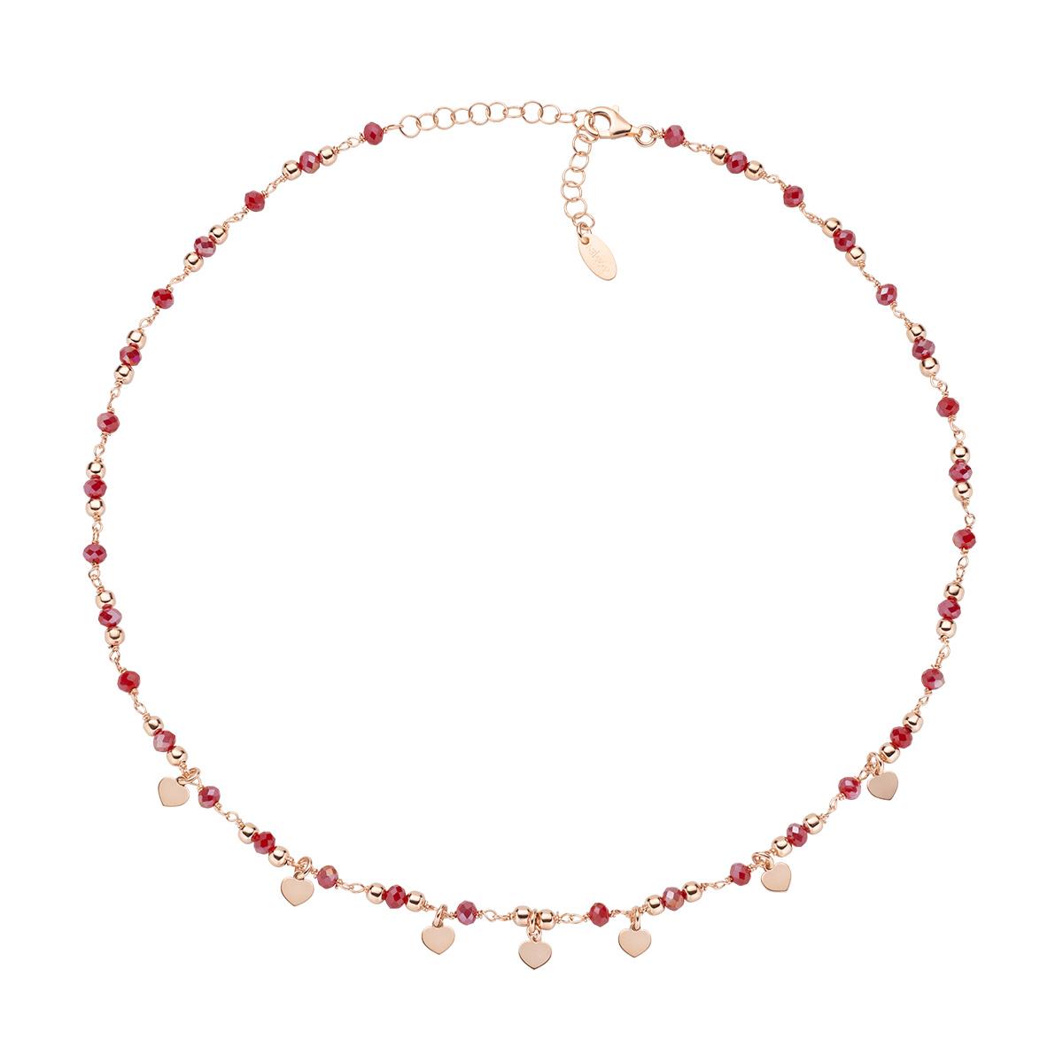 Collana Charm Elegance Rosè con Cristalli Rubino - Amen Collection Ref. CLMCURR - AMEN
